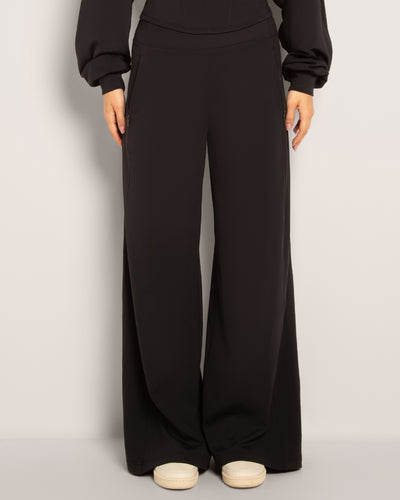 Close up image of Cloudlined Wide Leg Pant - Soft Black front view