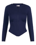 Outline image showing Long Sleeve Corsety Sculpting Shapewear Top - Midnight
