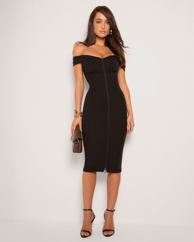 Corsety Off Shoulder Pencil Shapewear Dress - Black | TA3