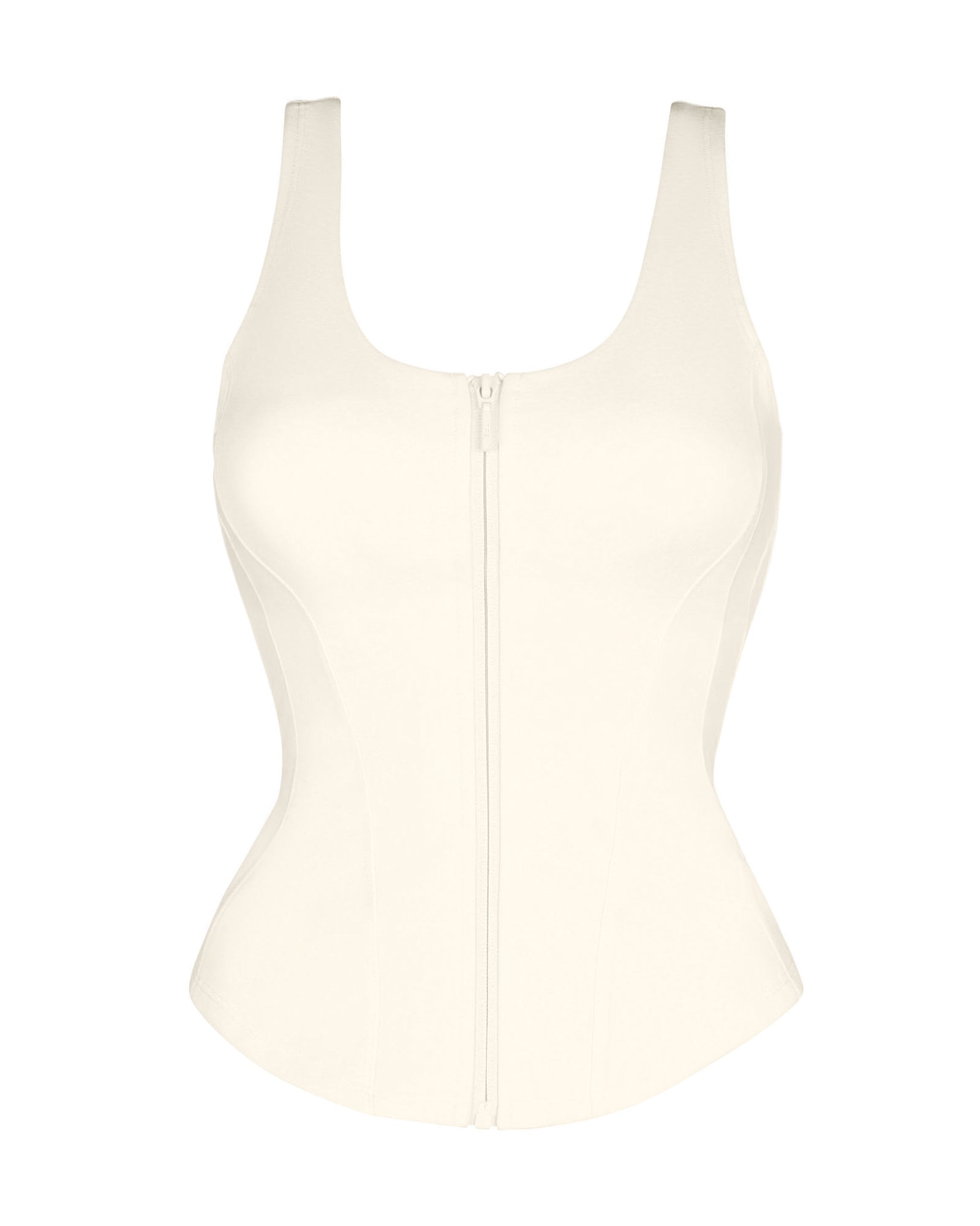 Corsety Scoop Neck Zip Front Shapewear Tank Top - Black | TA3