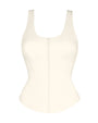 Outline image showing Corsety Scoop Neck Zip Front Shapewear Tank Top - Ivory