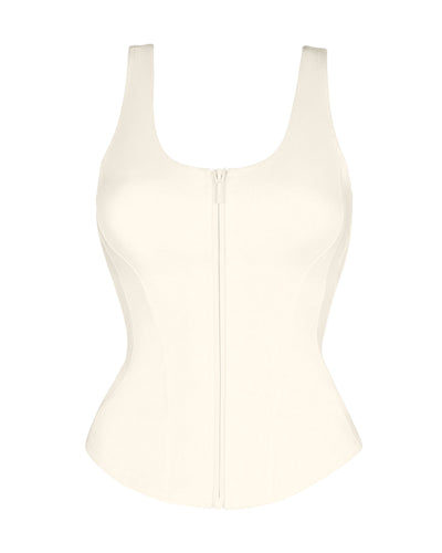 Outline image showing Corsety Scoop Neck Zip Front Shapewear Tank Top - Ivory