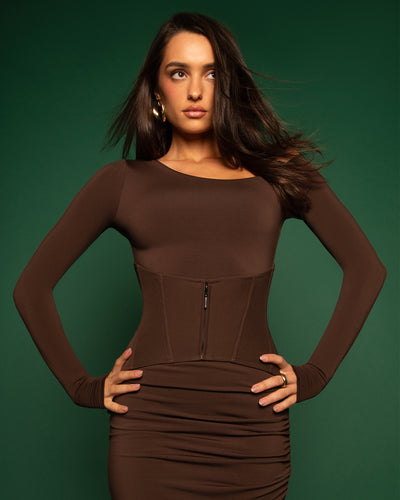 Front view close up of Corset Belt - Espresso