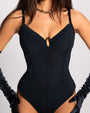 Close up image of Corset Bodysuit - Black front view