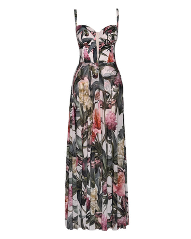 Full body back view of Bombshell Maxi Dress - Daylight Peony on model