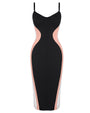 Outline image of Seamed Lushy Midi Dress - Contour Black/Rose/White