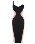 Outline image of Seamed Lushy Midi Dress - Contour Black/Rose/White