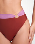 Brazilian Ring Kini Bottom - Copper/Lilac Two Piece Shapewear close up detail