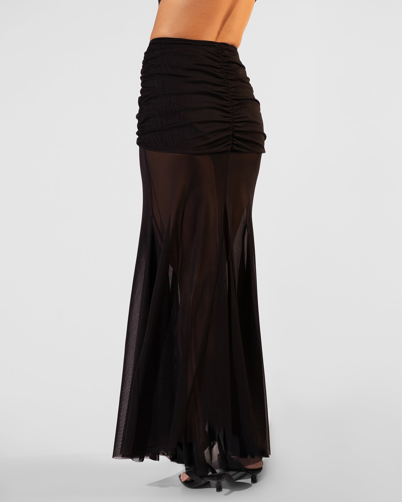 Mermaid Sheer Maxi Skirty - Black | Premium Swimwear Cover-up | TA3