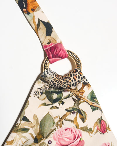 Gold hardware detail image of Triangle Bikini Top - Pink Rose Leopard