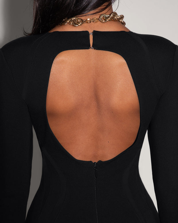 Plungey Long Sleeve Mini Shapewear Dress - Black | TA3 Plungey Long Sleeve Mini Shapewear Dress - Black | TA3
