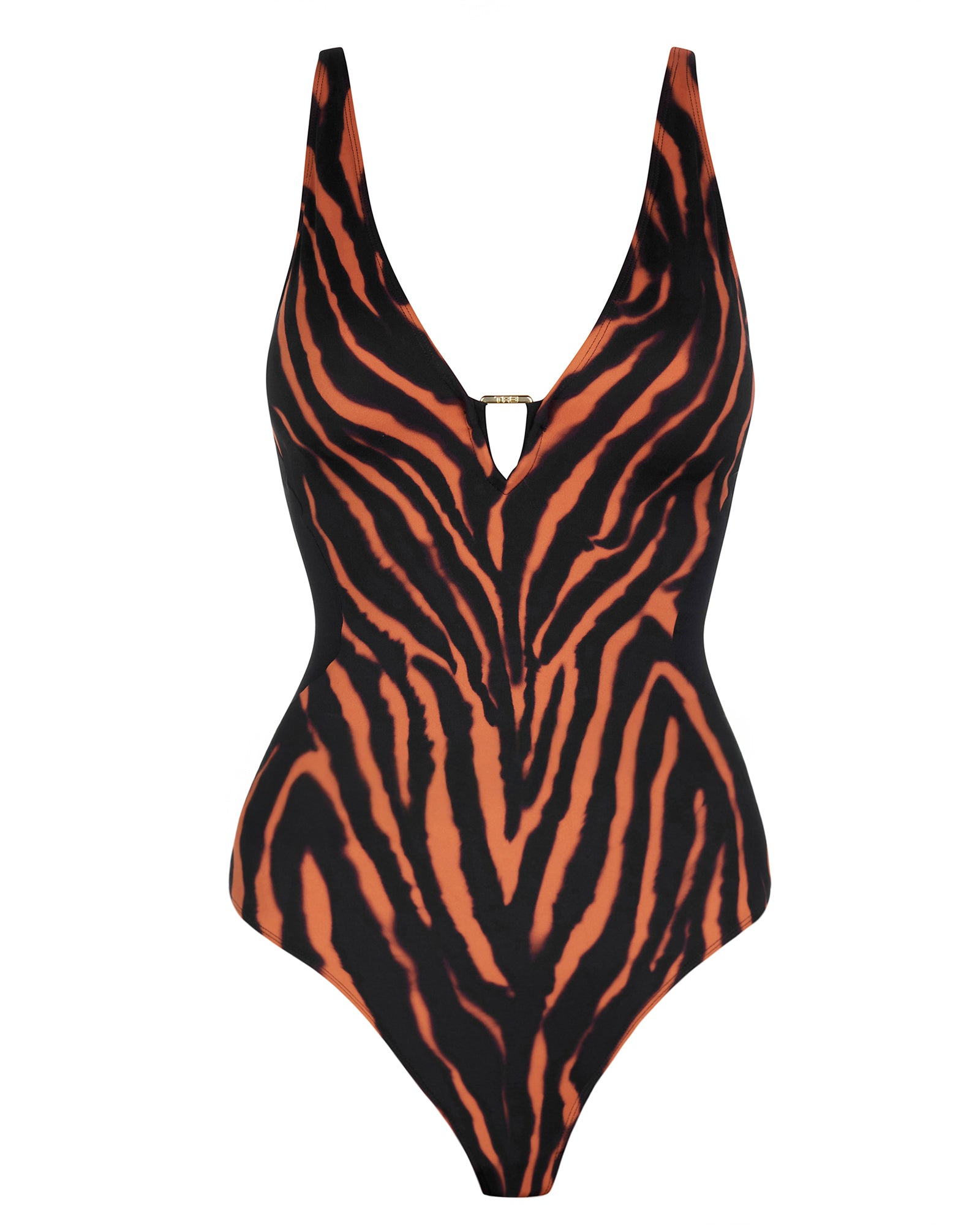 Plungey Triangle - Baked Clay Zebra/Black Shapewear Swimsuit | TA3