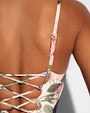 Plungey Triangle - Contour Rose Bloom One Piece Shapewear Swimsuit back view close up