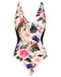 Outline image showing Plungey Triangle - Contour Rose Bloom One Piece Shapewear Swimsuit