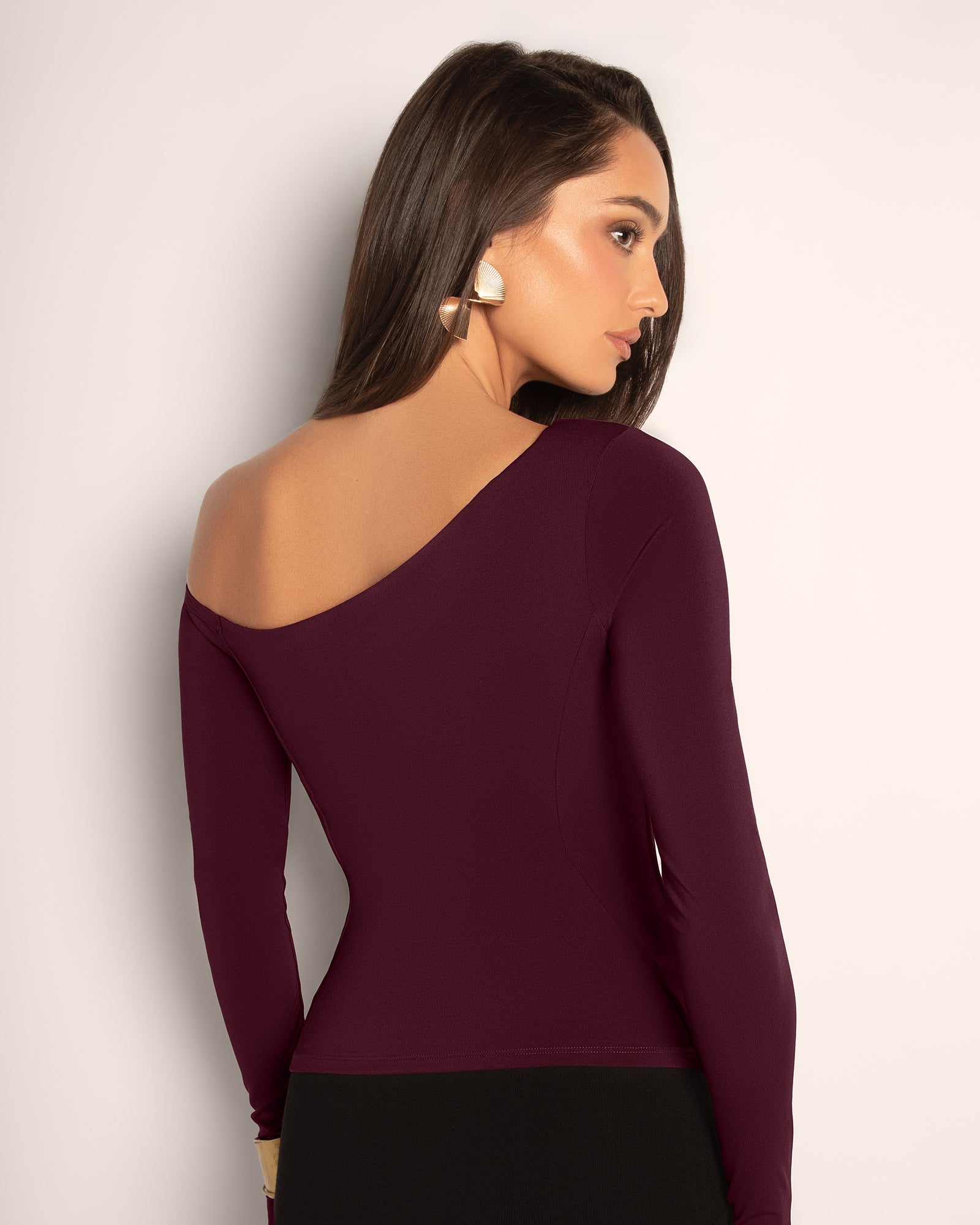 Sculpty One Shoulder Long Sleeve Shapewear Top - Black | TA3