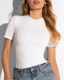 Sculpty Short Sleeve Shapewear Tee - White Close up front