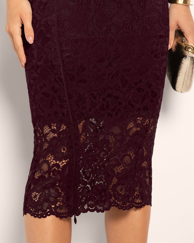 TA3 Seamed Lushy Midi Dress - Lace Garnet - L - Shapewear Dress TA3 Seamed Lushy Midi Dress - Lace Garnet - L - Shapewear Dress