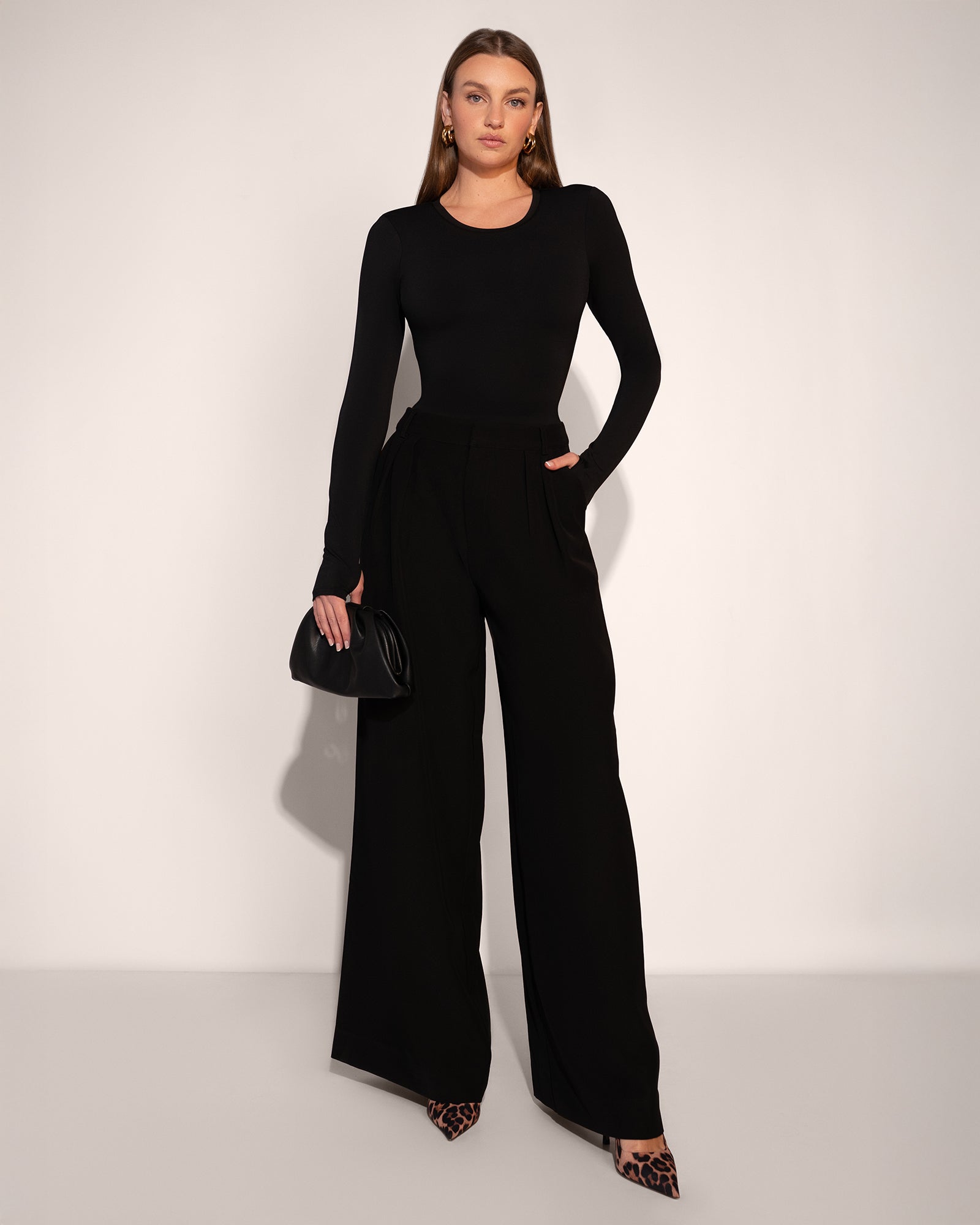 Shapey Crew Neck Long Sleeve Shapewear Top - Soft Sheen Jersey