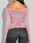 Shapey Off Shoulder Long Sleeve Top - Dusty Rose