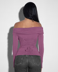 Shapey Off Shoulder Long Sleeve Top - Grape