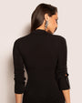Model wears Shirty Long Sleeve Shapewear Top - Black back view