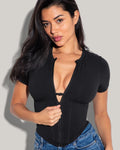 Short Sleeve Corsety Top - Black