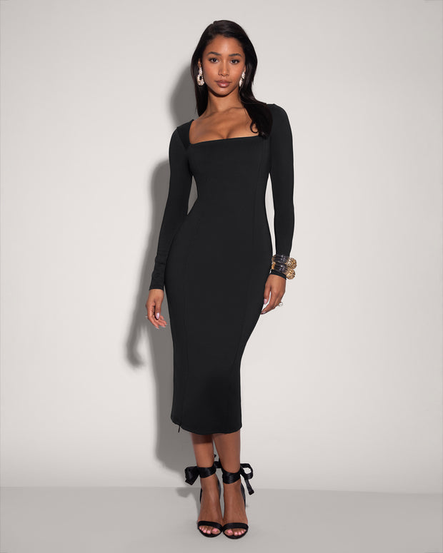 TA3 Squarey Long Sleeve Dress - Black - 2X - Shapewear Dress TA3 Squarey Long Sleeve Dress - Black - 2X - Shapewear Dress