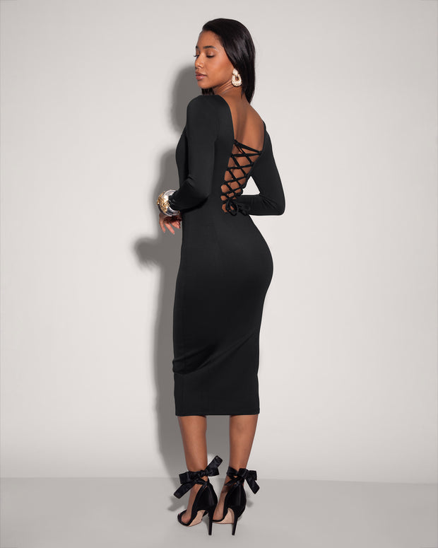 TA3 Squarey Long Sleeve Dress - Black - 2X - Shapewear Dress TA3 Squarey Long Sleeve Dress - Black - 2X - Shapewear Dress