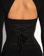 Sweetie Long Sleeve Sculpting Shapewear Top - Black back view close up