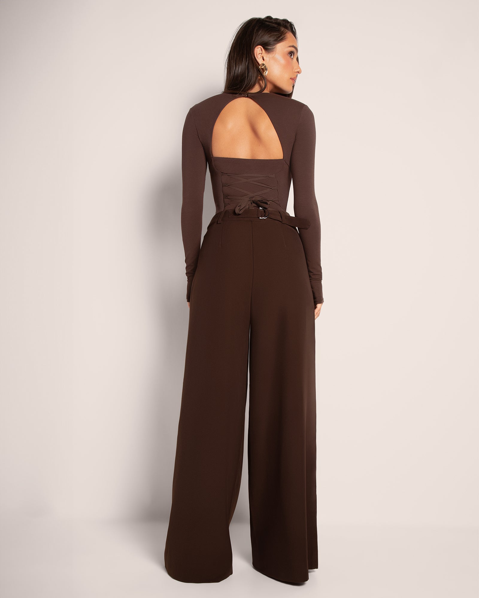 Pleaty Wide Leg Pleated Pant - Espresso | TA3