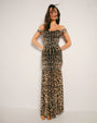 Model Wears Sweetie Mermaid Shapewear Dress - Symmetric Leopard Full Body Front View