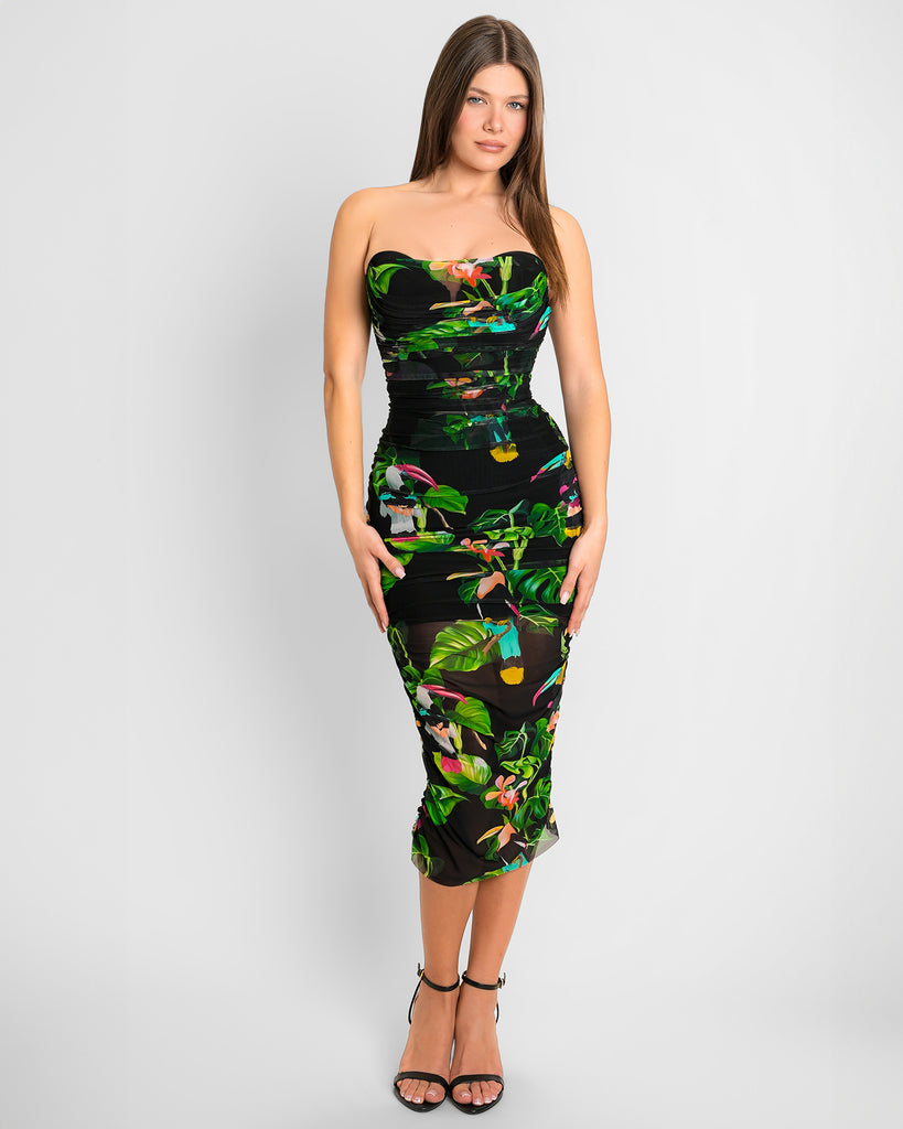 Sweetie Mesh Column Midi Shapewear Dress - Toucan | TA3