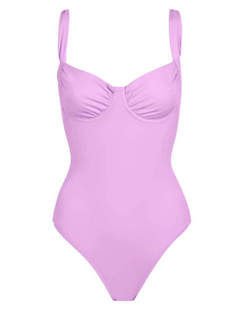 Outline image showing Sweetie Shapewear Swimsuit With Sweetheart Neckline - Wild Violet