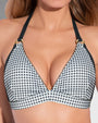 Close up of Triangle Bikini Top - Gingham on body 