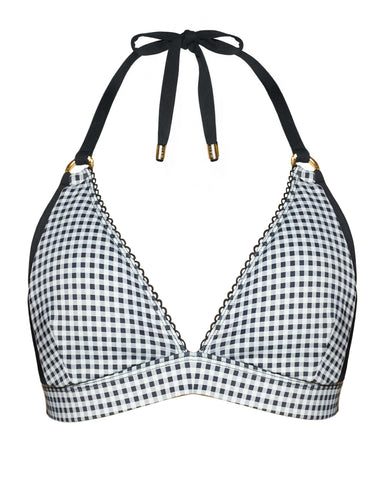 Back view of Triangle Bikini Top - Gingham paired with Brazilian Smoothing Kini Bottom
