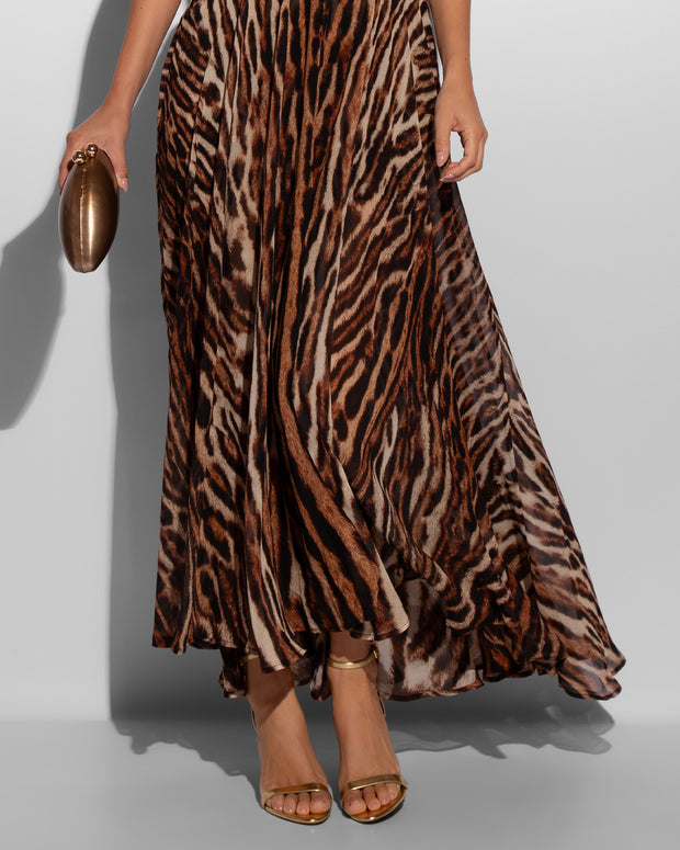 Model Wears Vixen Corset Front Slit Shapewear Maxi Dress - Pilates Cat Skirt  Close up