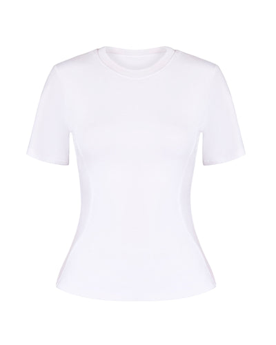 Outline image showing Sculpty Short Sleeve Shapewear Tee - White