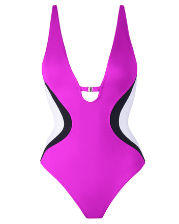 Brazilian Plungey Keyhole - Contour Black/Rose/White | TA3