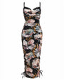 Outline image of Sweetie Mesh Column Dress - Adjustable Mystic Poppy
