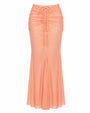 Front outline image of Mermaid Sheer Maxi Skirty - Adjustable Mesh Papaya