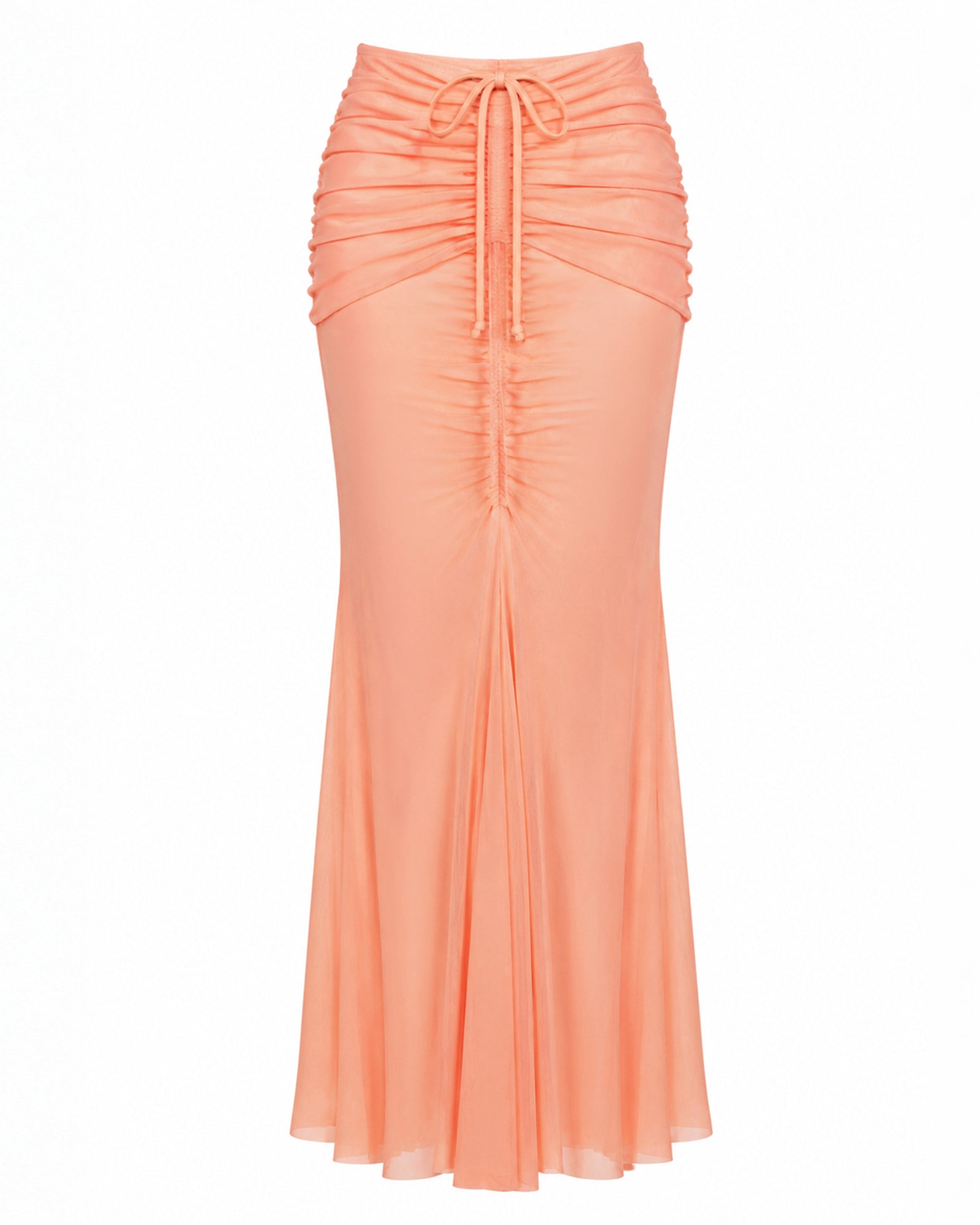 Front outline image of Mermaid Sheer Maxi Skirty - Adjustable Mesh Papaya