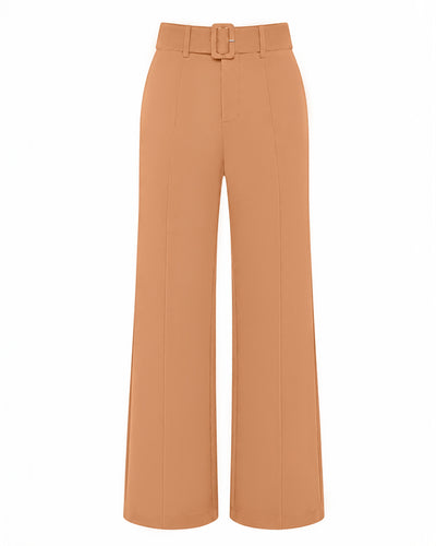 Outline image of Belted Wide Leg Ponte Pant - Camel