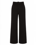 Outline image of Belted Wide Leg Ponte Pant - Black