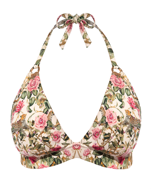 Outline image of Triangle Bikini Top - Pink Rose Leopard