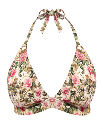 Outline image of Triangle Bikini Top - Pink Rose Leopard