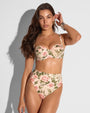 Front view of model in Brazilian Smoothing Kini Bottom - Thorny Rose paired with matching top