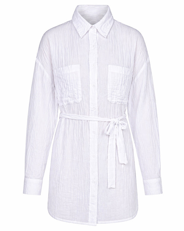 Flowy Oversized Collared Button Front Shirt - Gauze White | TA3 Flowy Oversized Collared Button Front Shirt - Gauze White | TA3