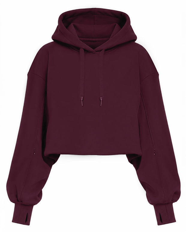 Outline image of Convertible Fleecey - Garnet as a medium cropped hoodie