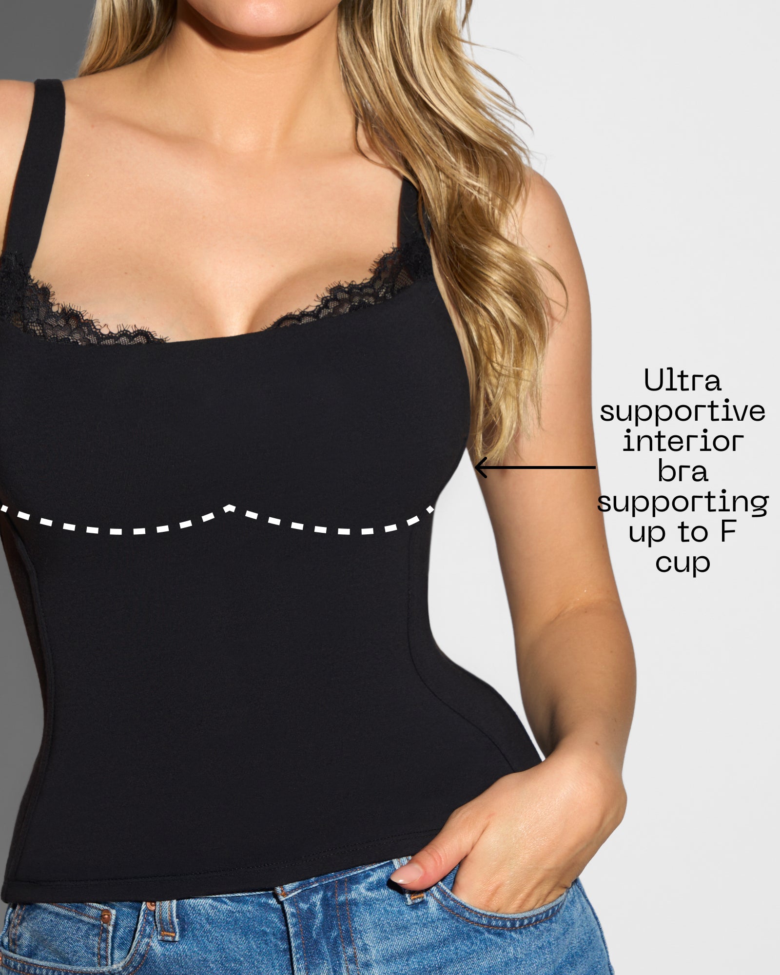 Shapey Signature Waist-Snatching Bra Cami - Black/Lace black | TA3