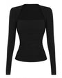 Outline image of Shapey Ruched Long Sleeve Top - Black